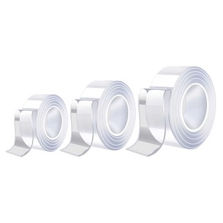 奈米加厚無痕膠帶 可水洗強力雙面膠 超強承重力 可重複使用, 厚2mm 長1m［超取限68個］, 5個