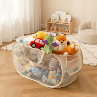 CozyLab 접이식 장난감 정리함 바구니 대용량 보관함 다용도 수납, 1개, 아이보리 x 1칸