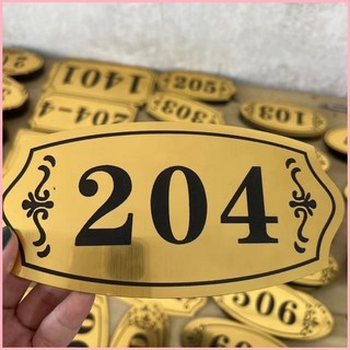 門牌訂製 房號牌 出租房包廂門牌 數字牌 櫃子編號牌 標牌定做, G款拉絲金,12x6cm, 1個