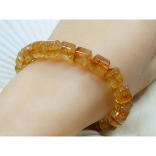 黃水晶手排 桶珠設計 千層水晶 27.8g 招財飾品