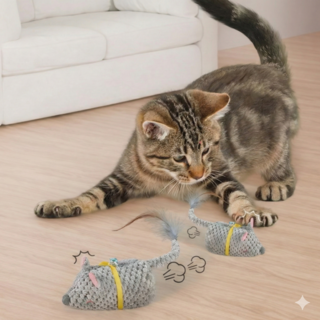 MAAH 고양이 혼자노는 자동 쥐 장난감 [쥐소리나는], 1개, 라이트그레이, SCB-21