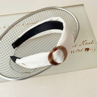 韓系簡約圓環寬邊髮箍女款美拉德氣質高級感壓發頭箍外出洗臉髮卡, 1個, 米白:米白