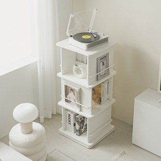 그린우드 완제품 카일리 자작엣지 거실 전면 이동식 회전 책장 책꽂이 3단 4단, 카일리 회전책장, 화이트