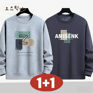 오스틱니 [1+1] 남성 봄가을 초특가 라운드넥 빅사이즈 트레이닝 맨투맨