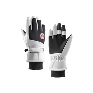 HOME GYM CLUB 加絨保暖滑雪手套 防風防水觸屏手套, 淺灰色, 1套