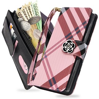 Iuna 갤럭시A9프로 G887 - ZN 제파스텔 체크 지퍼 다이어리 케이스