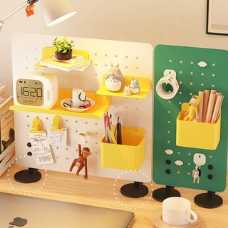 스텐 책상 타공보드 스텐드 타공판 페그보드 자석 무타공 파티션 데스크테리어, 중 (365 x 365mm), 핑크