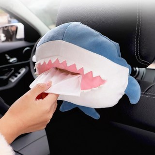 차량용 인테리어 티슈홀더 휴지케이스 인형장식 자동차용품 뒷좌석 수납 소품, 1개, 상어