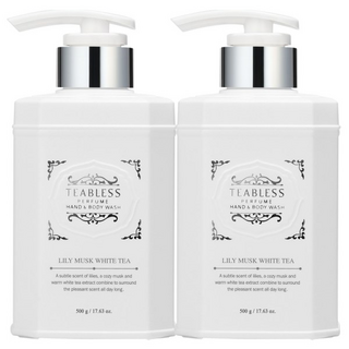 티블레스 세정 클렌징 화이트티 퍼퓸 바디워시 릴리머스크향, 500g, 2개