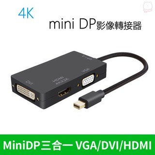 Mini DP轉HDMI/DVI/VGA三合一轉換器，迷你Displayport多功能轉接線，支援多種顯示設備連接，隨插即用，方便攜帶, 1個, 白色, 白色