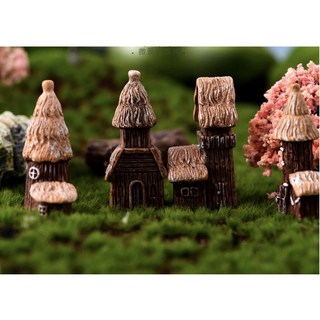 隨草憶境（4款）原木田園茅草屋毛草屋復古木板木屋木板屋城堡房子小擺件背景裝飾創意家居工藝禮品, 一組4款入（全套,★促銷★）