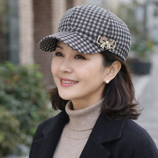 원픽 클래식 트위드 체크 여성 패션모자 C69