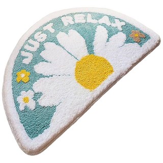 喬木居家 彩虹造型仿羊絨浴室地墊, 底部點狀防滑 絨毛厚實柔軟, 80 x 50cm, 花開時刻, 1個