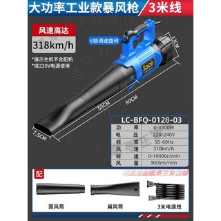 220v大功率吹風機鼓風機 工業強力鋰電暴風槍 吹灰塵/樹葉/吹雪機 - 卓航五金甄選, 1個, 【超强風力】3800W+配3米線