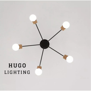 雨果燈飾 HUGO LIGHTING 北歐實木吸頂燈，多燈數客廳主燈/臥室燈, 三燈 附燈泡 LED 15W 自然光,兩段