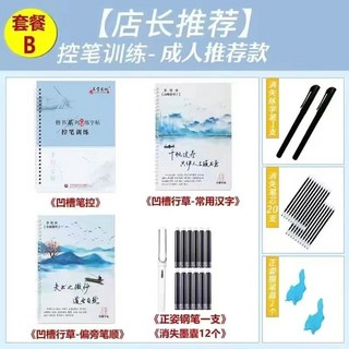 繁體練字帖 行書控筆訓練字帖 行楷字帖成人硬筆書法練字本 凹槽練字, 1個, 控筆+基礎+常用字+鋼筆+墨囊*2+（消,*初*高*中學生-成人通用