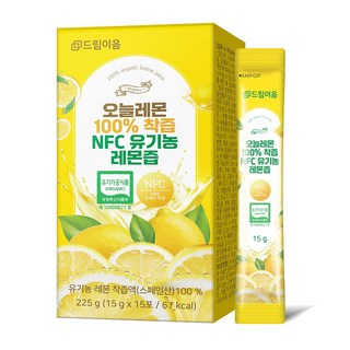 드림이음 NFC착즙 100% 유기농 레몬즙 레몬수 스틱 / 레몬원액 15포, 225g, 1개