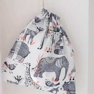 布喜翻CottonLove 韓國棉布印花布 大象長頸鹿鳥狐狸圖騰 動物純棉拼布手作布料, 1個, 白色