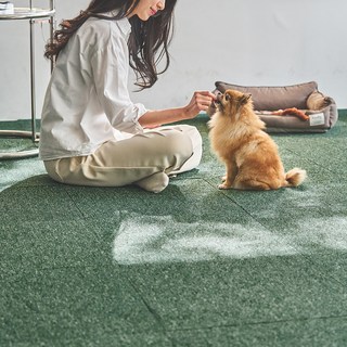 코지블럭 강아지매트 미끄럼방지 고양이 매트 펫 러그, 10개, 올리브 그린