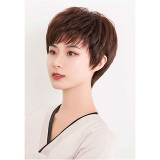 不然飾 女士全真髮假髮：紋理燙微卷時尚短髮，整頂式設計，輕鬆打造百變造型, 自然黑, 1個