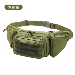 戶外多功能戰術腰包 防水戰術腰包 騎行旅游跑步 胸包軍迷彩槍包, 軍綠色 配 中國貼, 1個
