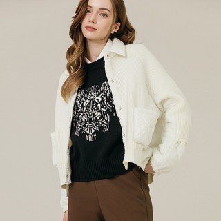 막스까르띠지오 여성 점퍼 니트 앤 퀼팅 카라넥 잠바 경량 아우터