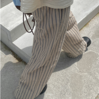 스트라이프 와이드 밴딩 팬츠 시어서커 바지 3color (휴가룩/바캉스룩/여행룩)