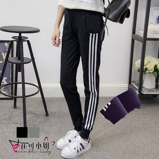 崔可小姐 韓版三條紋縮口運動褲 GL0011