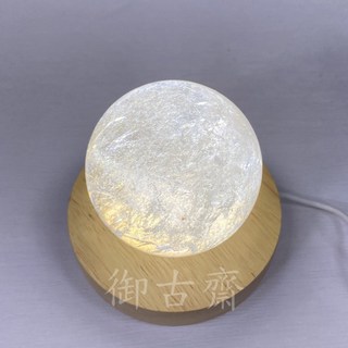 御古齋 精選實木LED燈玉石燈座，炫光球座彩光暖光白光，USB充電水晶球座貢珠座藝品展示底座, 直徑10cm白光燈座, 白光
