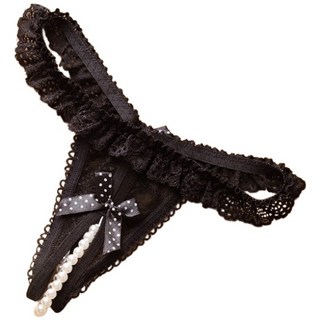 午夜衣櫥 蕾絲開檔丁字褲 性感內褲 珍珠丁字褲 情趣內衣