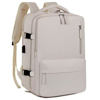 多夾層旅行後背包 韓國設計 減壓設計 防水耐用 [大容量多功能旅行揹包] 米白色乾溼分離