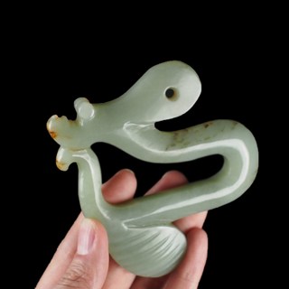 博古珍藏 天然和闐玉雕C龍把玩 紅山文化文物 早期收藏 超值回饋