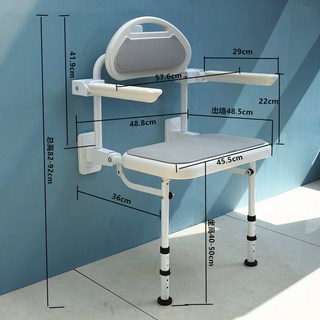 老人洗澡椅 浴室椅 沐浴椅 洗澡椅子 洗澡凳 摺疊椅 換鞋椅 浴室折疊淋浴專用老人防滑衛生間孕婦老年人可折疊廁所洗澡凳子, 專供款-可折疊洗澡椅-奶油灰/現貨, 1個
