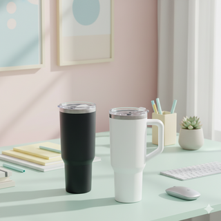 스텐 손잡이 대형 텀블러 보냉병 1.12리터+빨대, 1개, 1.12L, 화이트