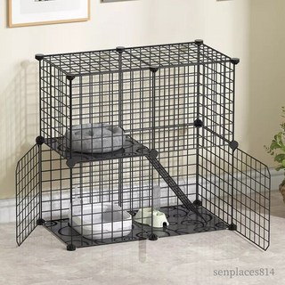 寵物籠 貓籠 別墅家用室內貓舍帶廁所貓籠子超大自由空間小型貓咪貓窩貓屋, 1個, 『2列2層1排-高品質』,常規款（帶防滑墊、緊固扣，工具）