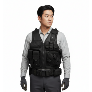 야외작업용 전술 안전 멀티 조끼 공구 보관 야외용 군복 전술복 전기 배관 설비 라이더, 1개, 블랙