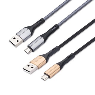 【文具通】E-books 中景 XA5 Micro USB 鋁合金 充電 傳輸線 2M 2米 E-IPD208, 1個, 灰色