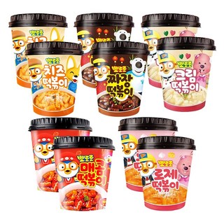 뽀로로 컵 떡볶이 치즈110g 2개+짜장110g 2개+크림115g 2개+매콤120g 2개+로제115g 2개 (총10개) 어린이캠핑여행식품즉석간편, 10개, 114g