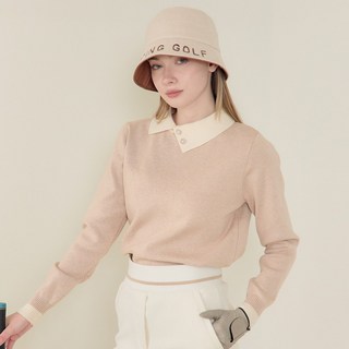 엠엠스포츠 여성 가을 겨울 진주 카라 골프 니트