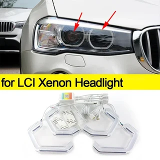 BMW X4 F26 2014-2018 xDrive20i 35i 30d 35d 앱 원격 제어 M4 스타일 RGB 링 엔젤 아이즈 LED, 02 for xenon headlight