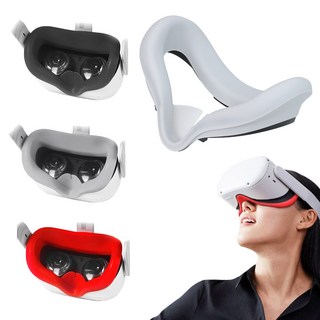 오큘러스 퀘스트2 실리콘 안면폼 커버 광대 편안 VR 빛샘 방지, 화이트, 1개