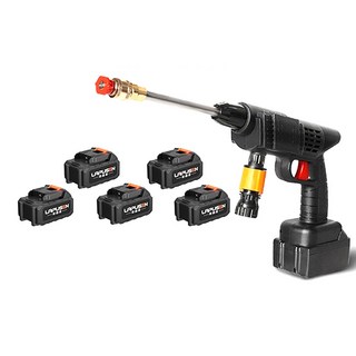 1200W大功率無線洗車機，128V高壓清洗機，送全套配備，洗車水槍洗窗機, 【送全套配備】+原廠電池x5+洗車機套組