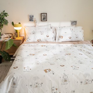 棉床本舖 喵之午茶 100%純棉 床包枕套/兩用被組 復古純棉 可愛舒適 台灣製 CP值高 日系風格