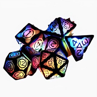 多面 發光 骰子 桌遊道具 爆閃 LED 附 收納盒 D&D 龍與地下城, RGB多色, 1個