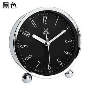 桃園出貨 鬧鐘 時鐘 鬧鈴 小鬧鐘 簡約學生起床小鬧鐘便攜臥室家用護眼靜音帶夜燈宿舍床頭懶人時鐘, pt519-3黑色送電池, 黑色