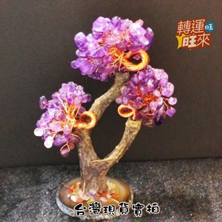 愛情招財許願樹 天然粉晶日式水晶擺件 開運招人緣桃花礦石 (台灣現貨), 隨機出貨，愛情瑪瑙招財樹(葉，紫水晶)