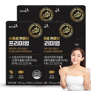수용성 커큐민 30정 강황추출물 염증영양제 커큐미노이드 흑후추추출물 피페린 치커리뿌리 함유, 4개, 27g