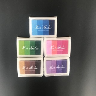 新貨熱賣 刻橡皮章新手工具包 DIY套裝 橡皮磚基礎包送素材小黃/小黑套裝 文具, 四色漸變印臺【5個】, 1個