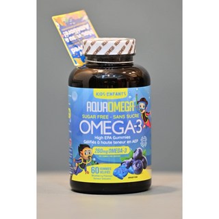 AquaOmega 兒童DHA軟糖 藍莓味 60粒 - 促進腦部發育 提升學習力, 1個