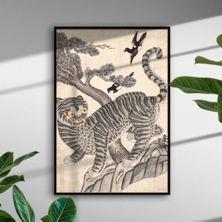 까치 호랑이 그림 민화 개업선물 외국인 친구 선물 한국기념품 작호도 호랑이와 까치 조선시대 그림 한국화 동양화 호랑이 액자 풍수 인테리어 호작도